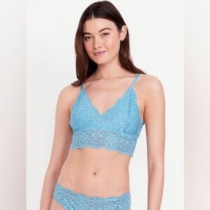4/$25 NWT Old Navy Lace Longline Bralette Blue Cool Rain Sz XL